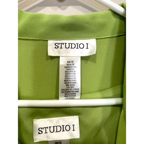 Studio I Vintage Style 2-Peice Lime Green Dress Lightweight Women's Sz 18 - Picture 6 of 10